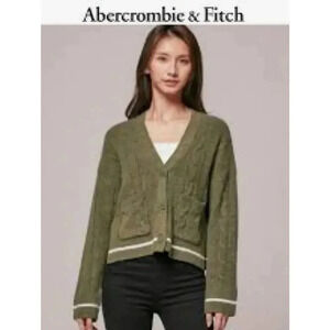 Abercrombie and Fitch wool blend button down cardigan sweater green small.